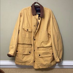 RARE Nautica yellow canvas barn coat fleece lined